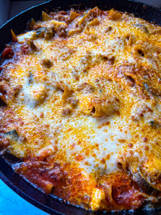 30 Minute Creamy Tomato Skillet Lasagna