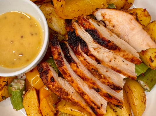 LouEasyAna Grilled Chicken & Veggies with a Honey Mustard Dressing