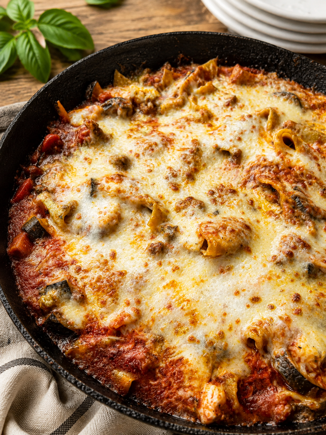 30 Minute Creamy Tomato Skillet Lasagna