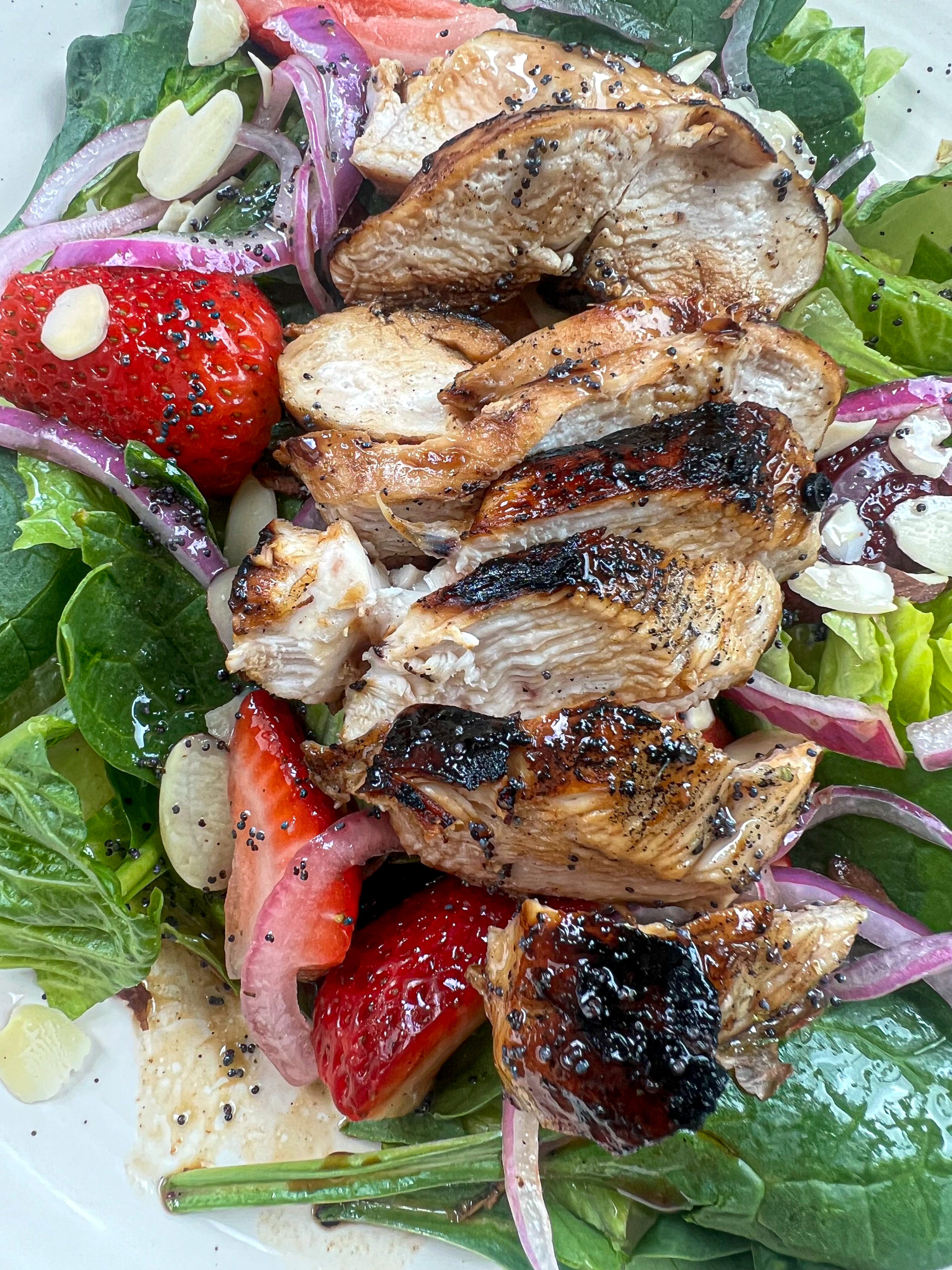 Strawberry Poppy Seed Salad with Grilled Chicken